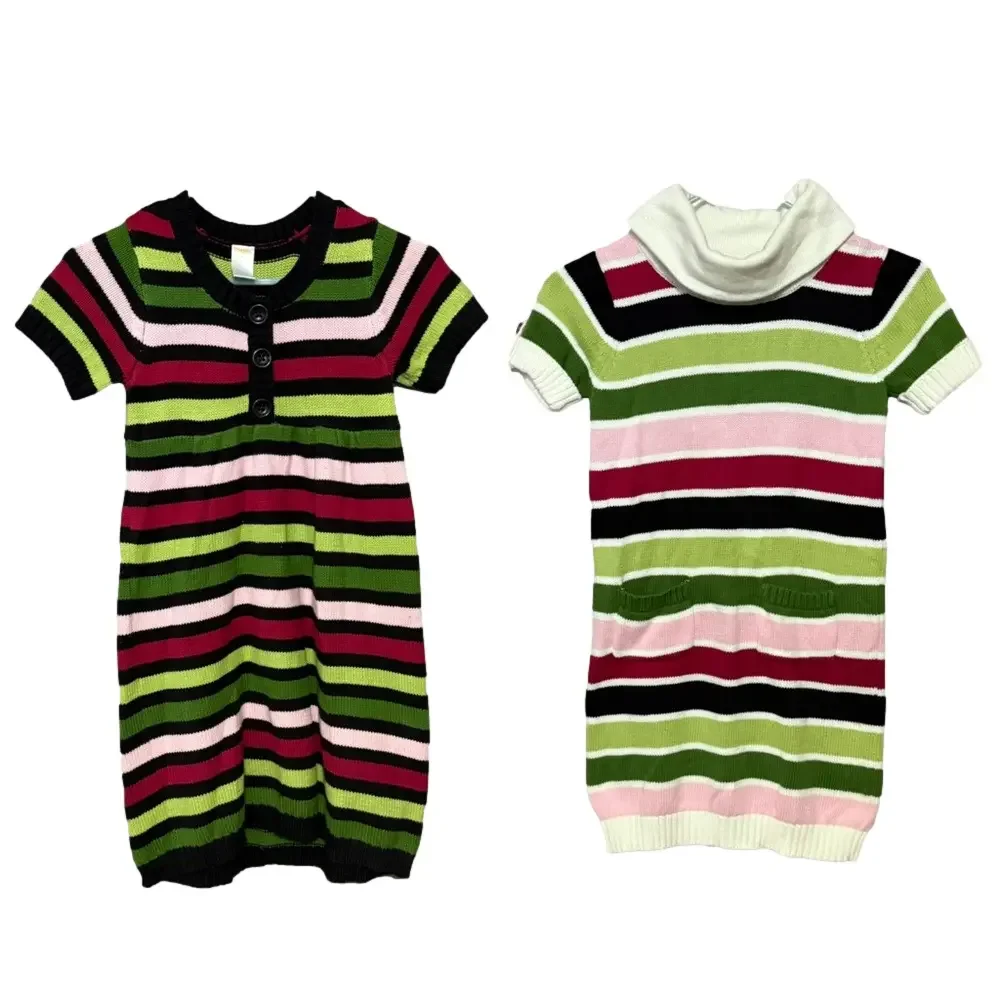 Gymboree Striped Knit Sweater Dress Bundle Girls Size 8 Short Sleeve Pockets